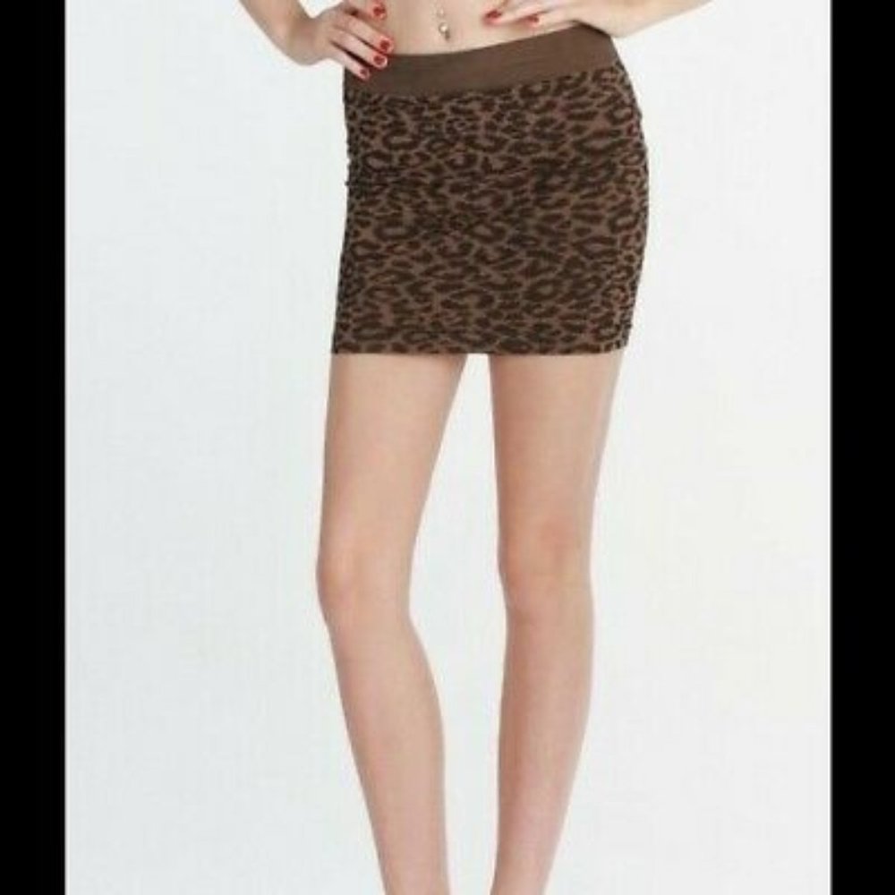 New Taupe Leopard Print Skirt by Nikibiki